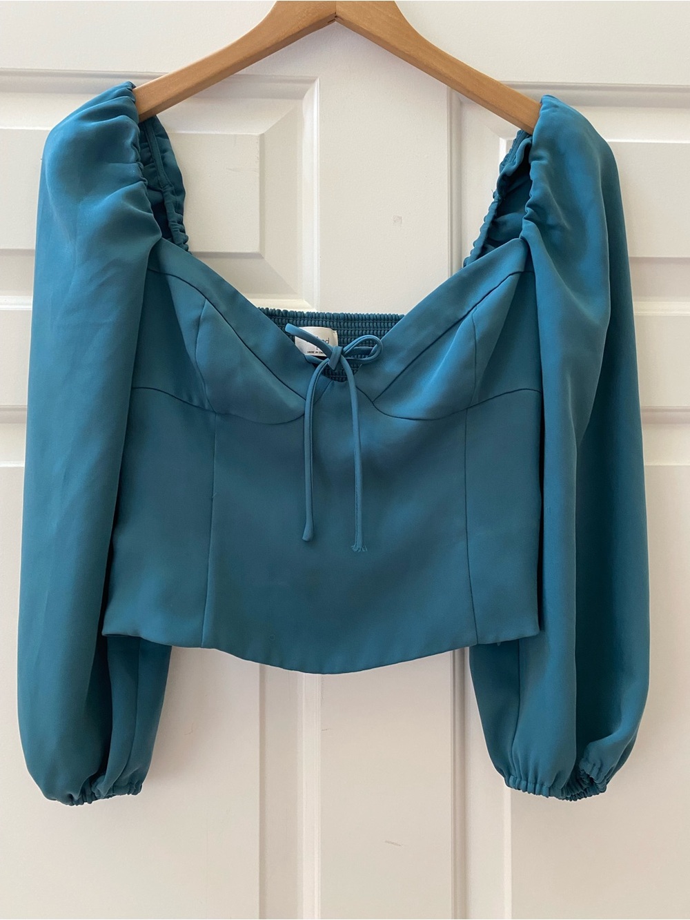 Wilfred Aritzia Top Teal Novella Shirt Small Whimsical Romantic Coquette girl